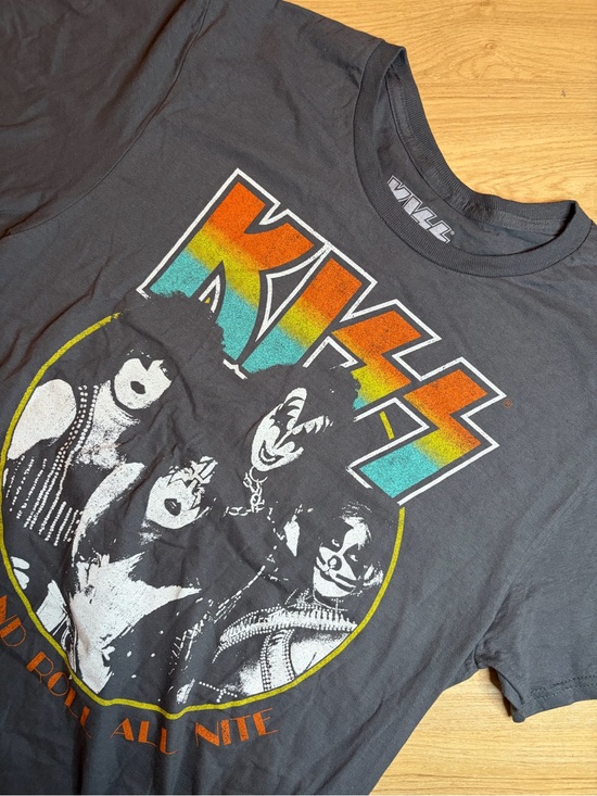 Kiss Other - KISS Black & Orange Rock and Roll All Nite T-Shirt M